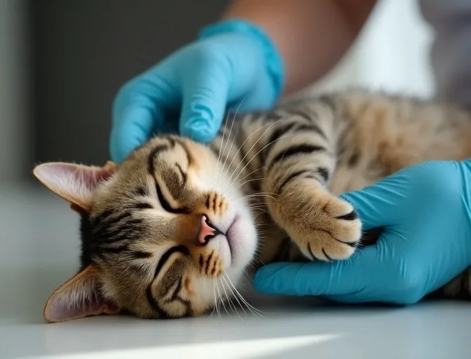 Specialist carefully handling a deceased cat with dignity in Woodstock