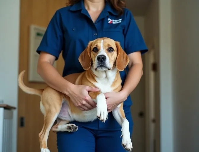 Technician respectfully transporting a deceased dog in Woodstock